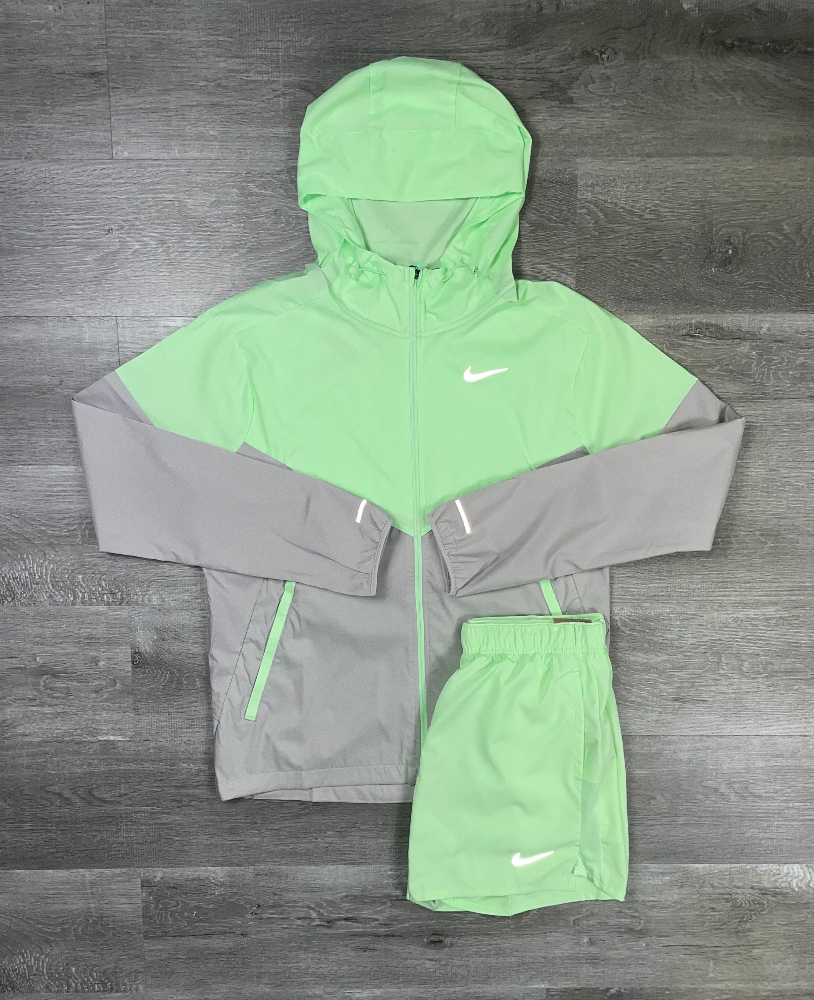 Green and grey nike windbreaker best sale