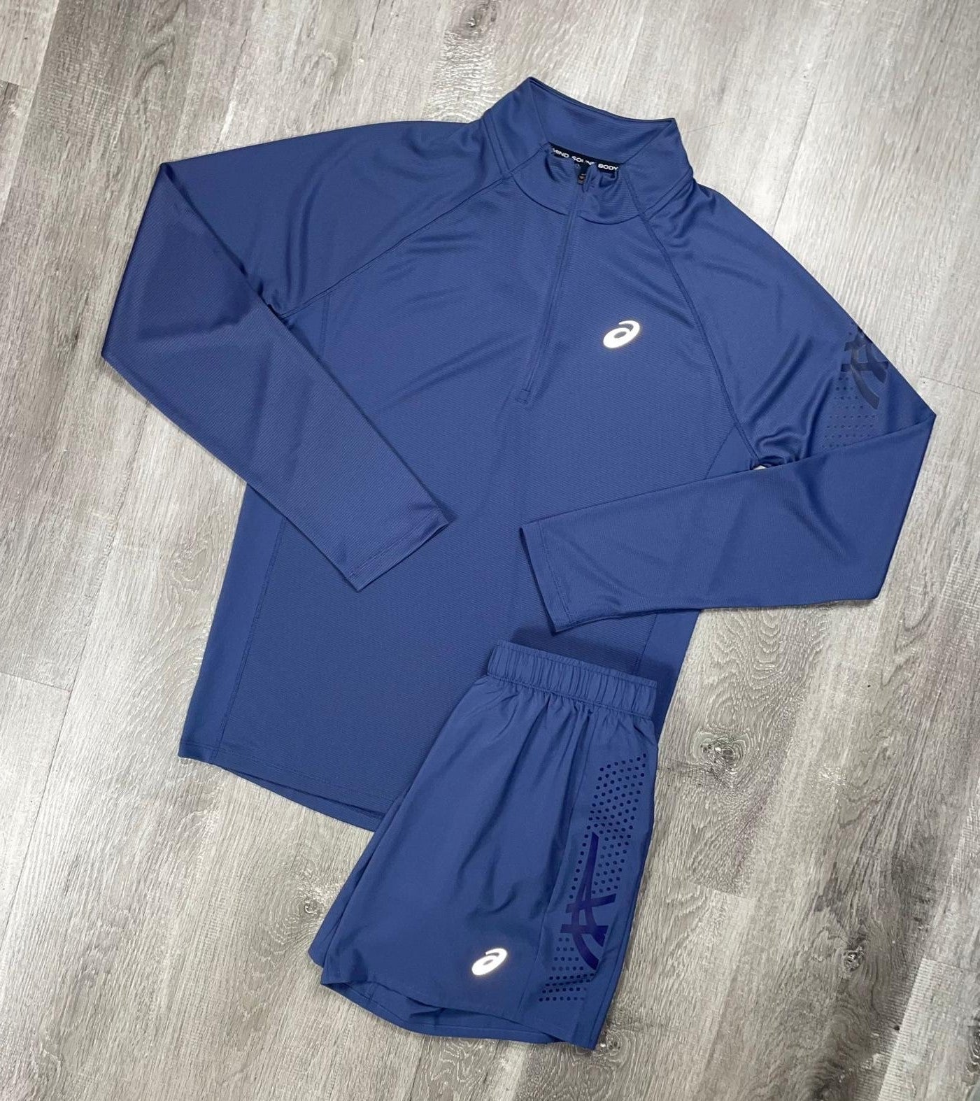 Asics 'Thunder Blue' Icon SS Half-Zip Set