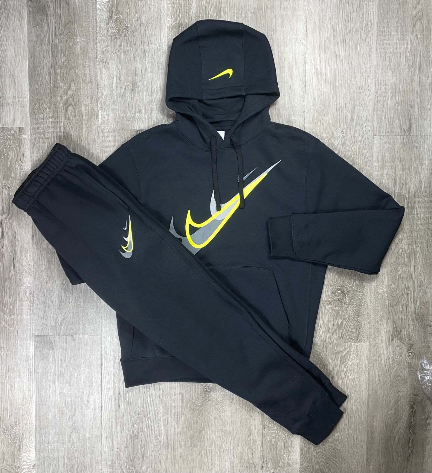 Nike Club 'Neon Triple Swoosh' Black Tracksuit