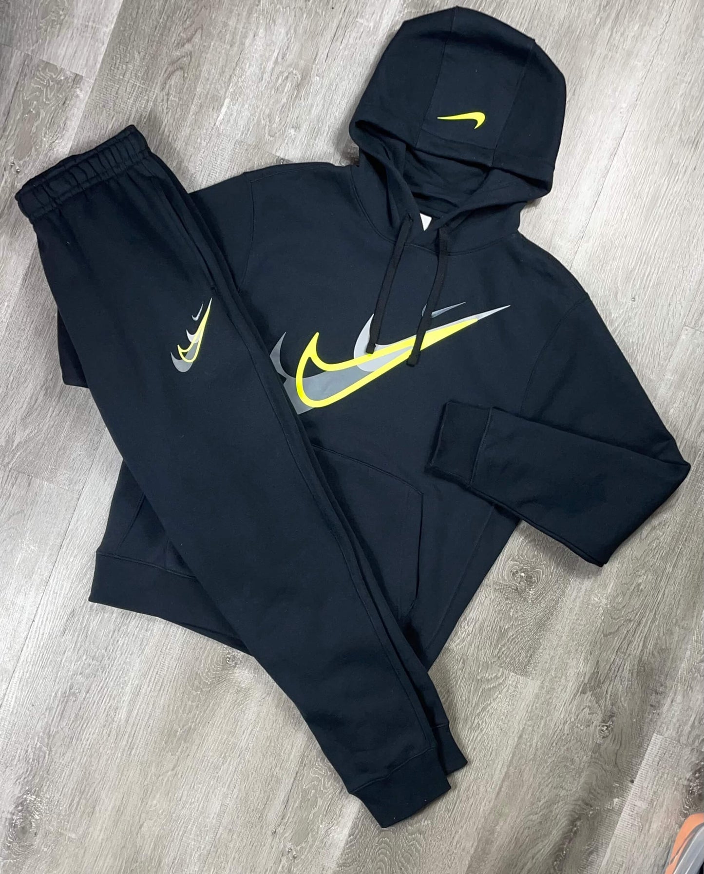 Nike Club 'Neon Triple Swoosh' Black Tracksuit